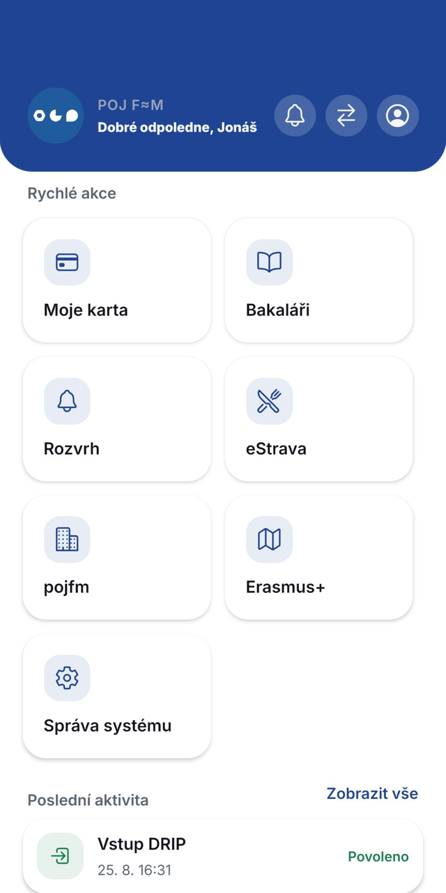 Aplikace IdentiLink &ndash; Rychlé akce